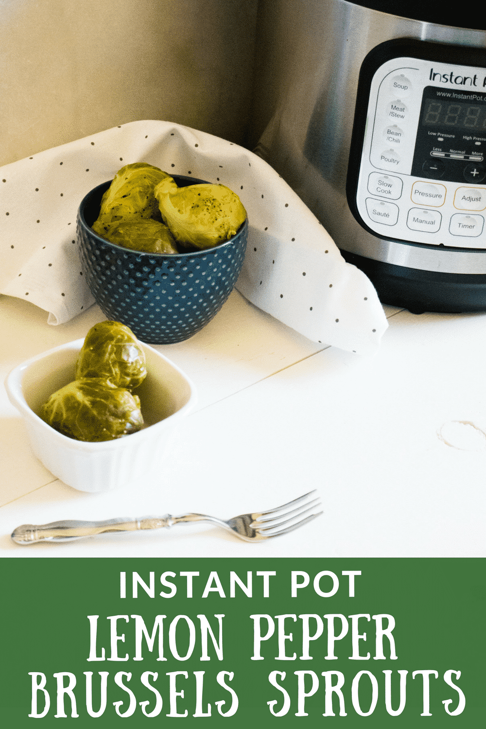 Instant Pot Lemon Pepper Brussels Sprouts turns just a few basic ingredients into a dish that tastes like it's been cooking for hours, but it's actually done in just minutes! Infused with the flavors of fresh lemon juice and peppercorns, this might just be your new favorite veggie side dish! #instantpot #brusselssprouts #instantpotsidedish #sidedish #easysidedish #lemonpepper