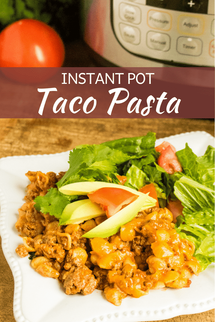 Are you ready for the easiest Taco Tuesday dinner ever? Instant Pot Taco Pasta comes together in minutes and tastes delicious. Change up your usual pasta night by cooking it Mexican-style with Instant Pot Taco Pasta. #tacopasta #tacotuesday #instantpot #tacos #pasta