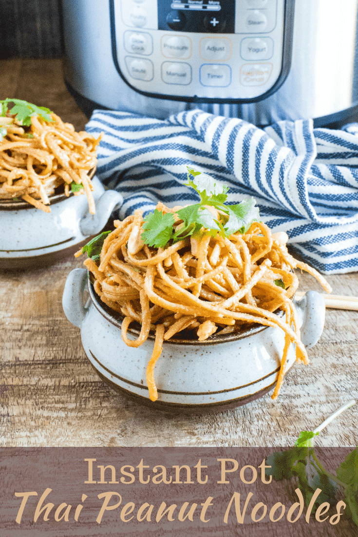 Instant Pot Thai Peanut Noodles are bursting with flavor and so delicious! Not only is this one-pot meal super easy to make, it's ready in under 15 minutes! Savoy, satisfying, and so tasty, this may become your new go-to weeknight meal!
#instantpot #thaipeanutnoodles #easymeals #thaifood #pasta