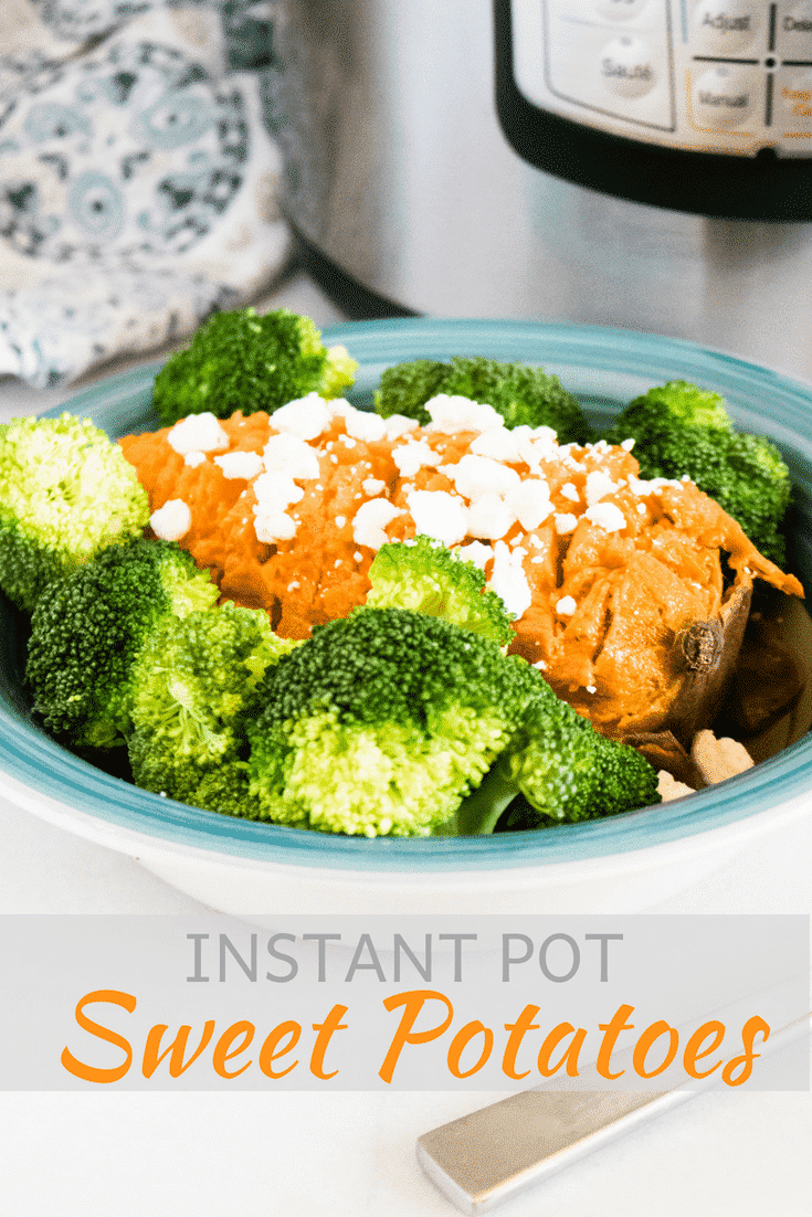 Instant Pot Sweet Potatoes are so quick, easy and super versatile! Perfect as a side or as a main dish. You can top them with cheese, chili, salsa, marshmallows or peanut butter — the possibilities are endless! #instantpot #sidedish #sweetpotato