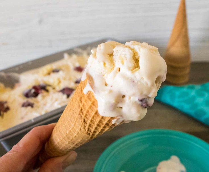 Black Cherry & White Chocolate Chunk No-Churn Homemade Ice Cream