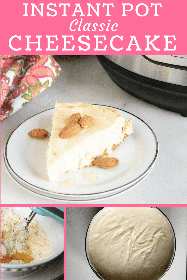 Once you make this Instant Pot Classic Cheesecake recipe you'll never go back to baking cheesecake in the oven again! Not only is the taste truly amazing, but it cooks to perfection and the top stays crack-free! And it really is SO easy to make! #instantpotcheesecake #classiccheesecake #cheesecake #easyinstantpotrecipes #pressurecookerrecipes #dessert