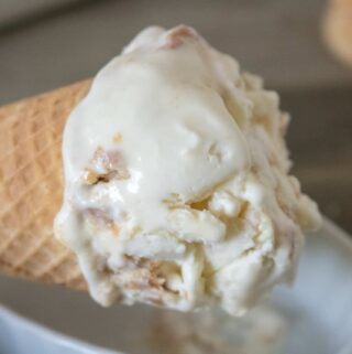 Peanut Butter No-Churn Ice Cream served on a sugar cone