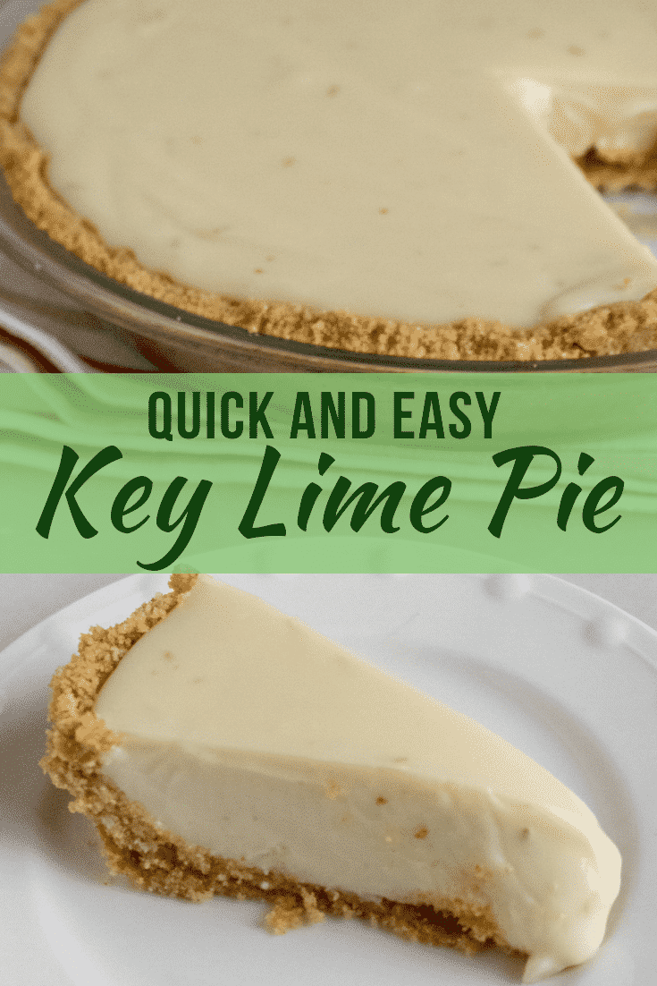 Make this quick and easy Key Lime Pie recipe in less than 30 minutes! Full of tangy tart Key lime flavor, this Key Lime Pie is THE perfect quick dessert to make for your family or next event.! #keylimepie #easypierecipe #pie #easydessertrecipes #lime