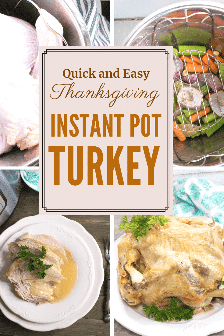 This recipe for Instant Pot Turkey gives you a deliciously moist, juicy whole turkey in less than one hour! It's never been SO quick and easy to cook a perfect Thanksgiving turkey. And thanks to the Instant Pot, you can just set it and forget it. This Instant Pot Turkey is so tasty, you'll be making it all year long! #turkey #instantpot #pressurecooker #instantpotturkey #thanksgivingturkey #thanksgiving #thanksgivingrecipes #instantpotrecipes #pressurecookerrecipes #easythanksgivingturkey