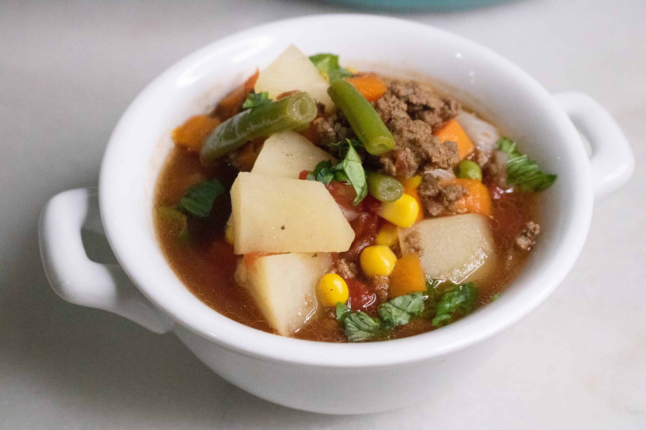 bowl of meat and vegetable Poor Man's Soup