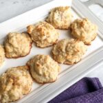 Permalink to: 5-Ingredient Chewy Coconut Macaroons Finished 5-Ingredient Macaroon Cookies on a white serving tray