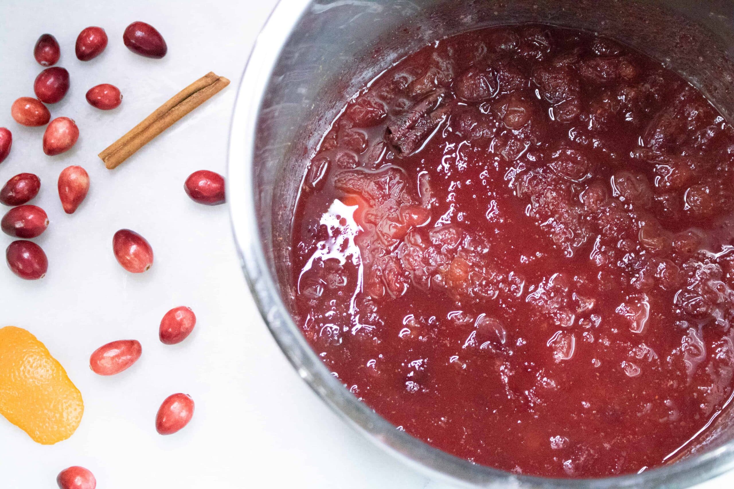 Completed Instant Pot Cranberry Sauce inside the Instant Pot and ready to be served