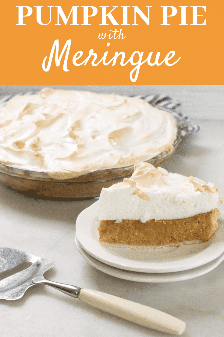 Looking for something fancy to bring to Thanksgiving? Check out this delicious recipe for Pumpkin Meringue Pie. With the classic pumpkin pie as the base, this beautiful dessert is topped off with a gorgeous meringue that sets this dessert apart. So elegant and so yummy! #pumpkinmeringuepie #bestpumpkinpieever #fancypumpkinpie