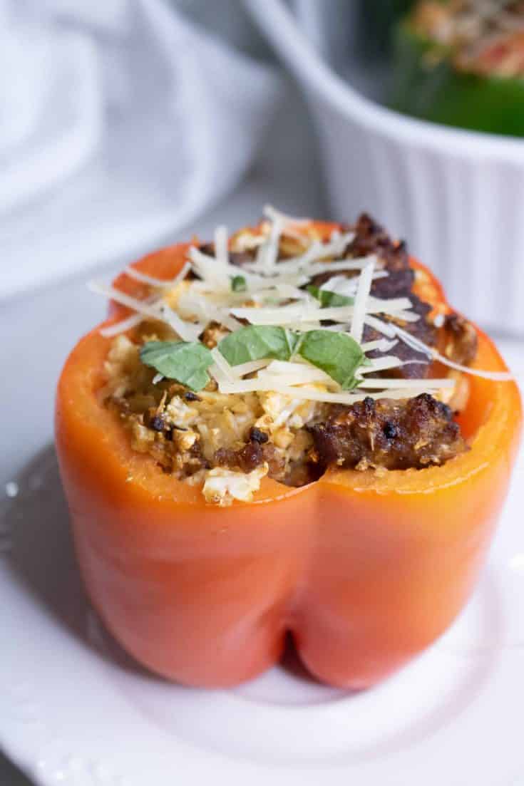 Italian Sausage and Cauliflower Rice Stuffed Peppers