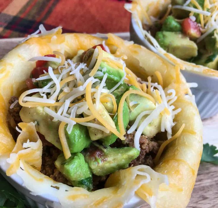 Low Carb Taco Cups with Avocado Salsa
