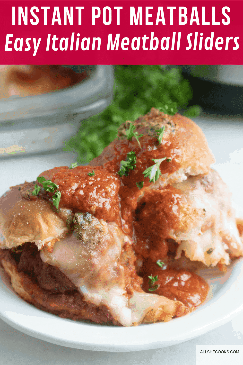 Whip up a batch of Instant Pot Meatballs to make these delectable Easy Italian Meatball Sliders! You will love these flavorful, bite-sized morsels that are perfect for serving up as a fun lunch or dinner, a great game day snack or a tasty happy hour bite. Once you try them, you may not be able to stop at just one! #instantpot #instantpotrecipes #instantpotmeatballs #italianmeatballsliders