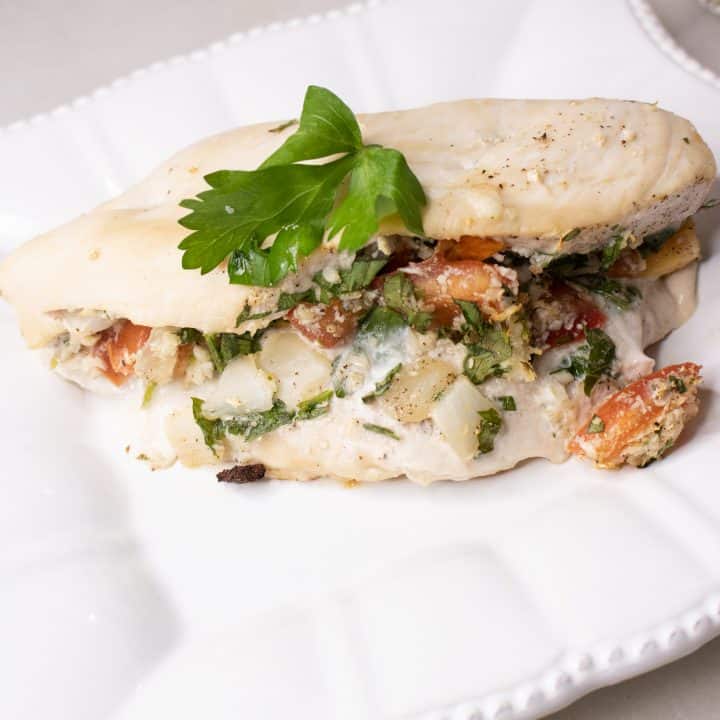 Pico de Gallo Cauliflower Rice Stuffed Baked Chicken