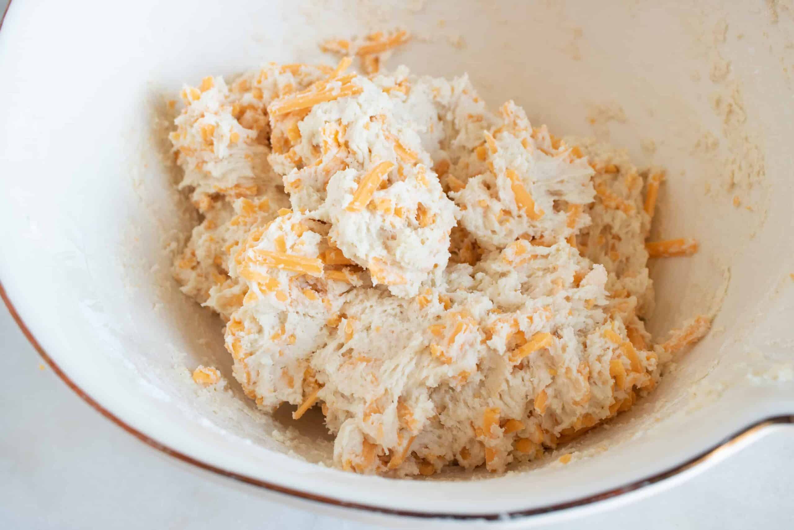 The dough for making Red Lobster Copycat Cheddar Biscuits
