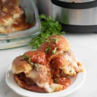 Instant Pot Meatballs made into Easy Italian Meatball Sliders