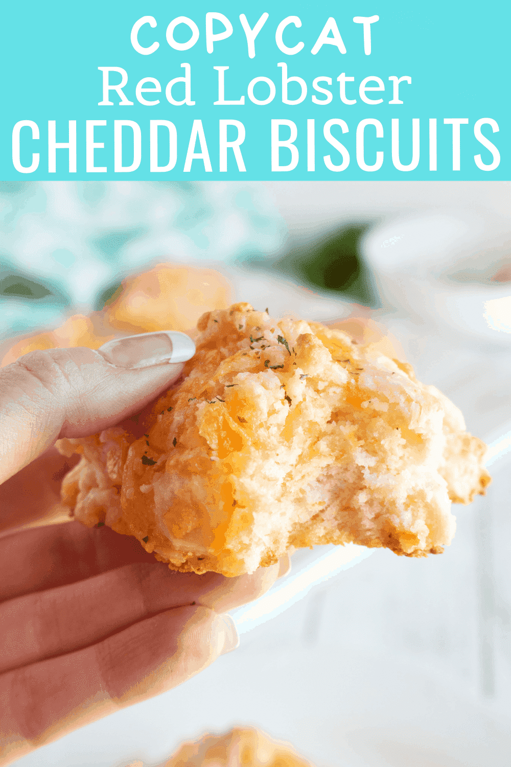These Red Lobster Copycat Cheddar Biscuits taste just as amazing as the originals! Maybe even more. Plus they are so easy and simple to make, you can indulge your craving for these flaky, fluffy cheesy biscuits whenever the mood strikes. #cheddarbiscuits #copycatcheddarbiscuits #copycatrecipes #cheddarbiscuits #easybiscuitrecipe #redlobstercheddarbiscuits