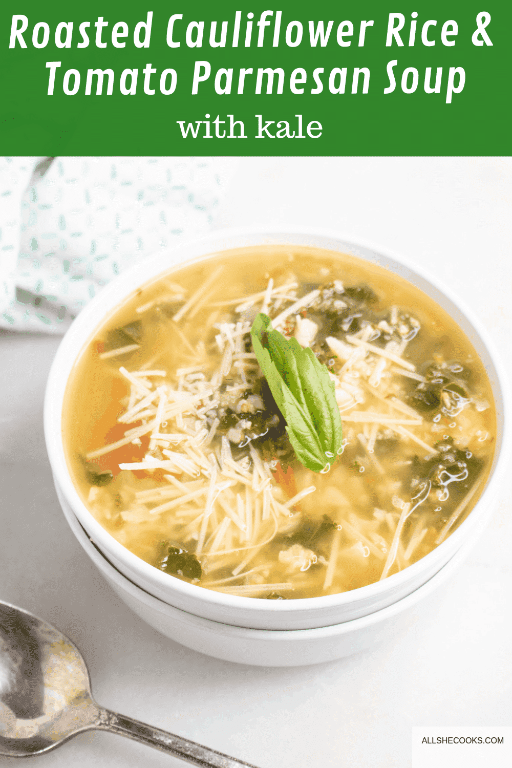 Ready for a hearty, healthy and flavorful soup? You will love this Roasted Cauliflower Rice and Tomato Parmesan Soup recipe. Not only is it SO delicious, but it is quick and easy to make! A perfect one-bowl meal that is comforting, filling and satisfying. #soup #souprecipes
#cauliflowerrice #easysoup #cauliflowerricesoup #glutenfree #lowcarb
