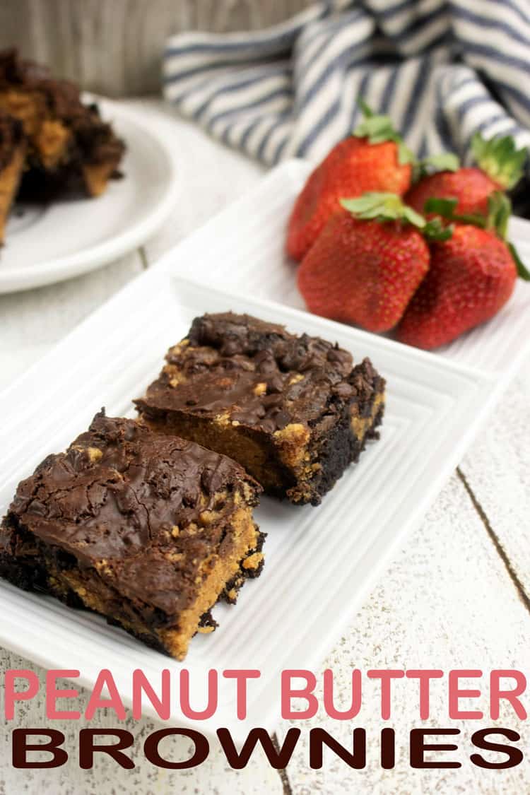 peanut butter brownies on white plate