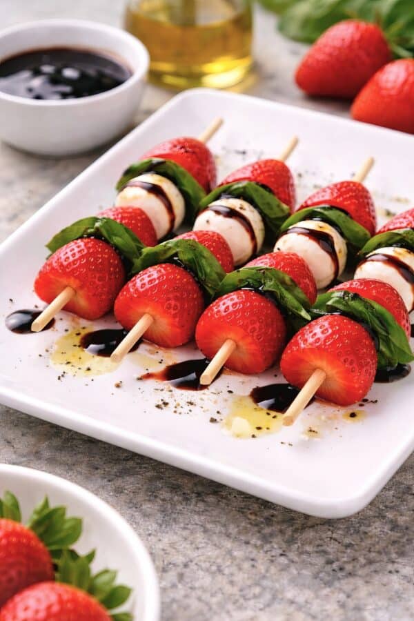 strawberry caprese skewers