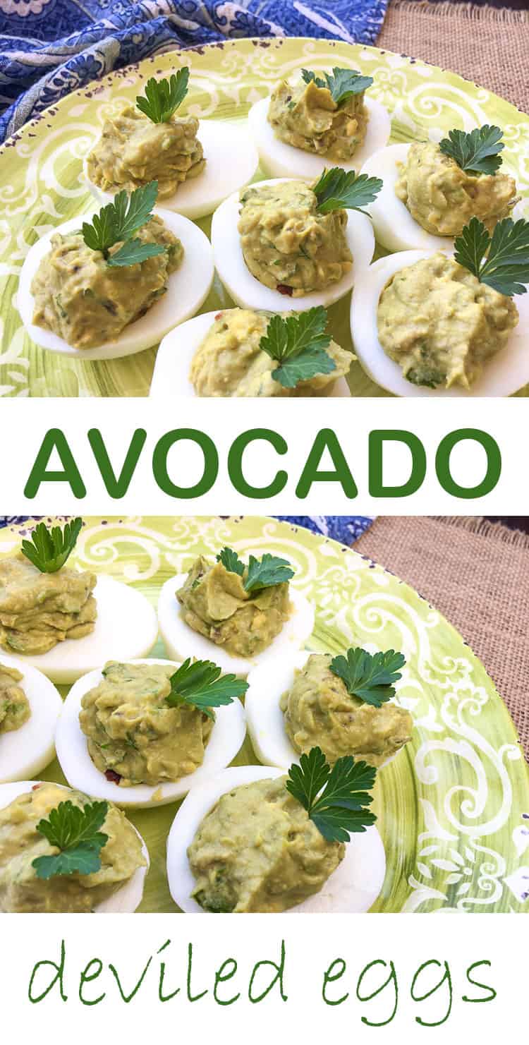 deviled avocado eggs on a plate