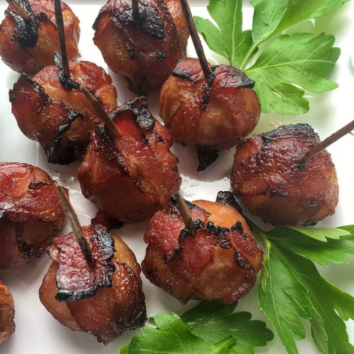 Bacon Water Chestnuts with Spicy Mustard Dip