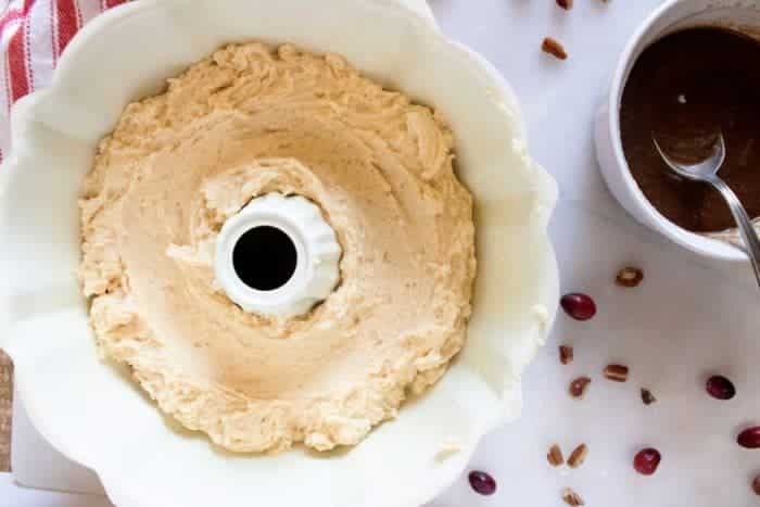 batter in bundt pan