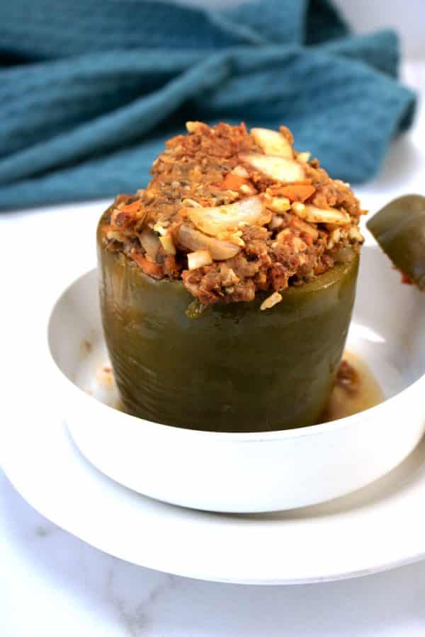 stuffed pepper on white plate