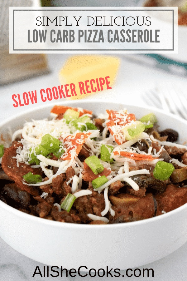 Crustless Pizza Recipe - Low Carb Slow Cooker Recipe - All She Cooks