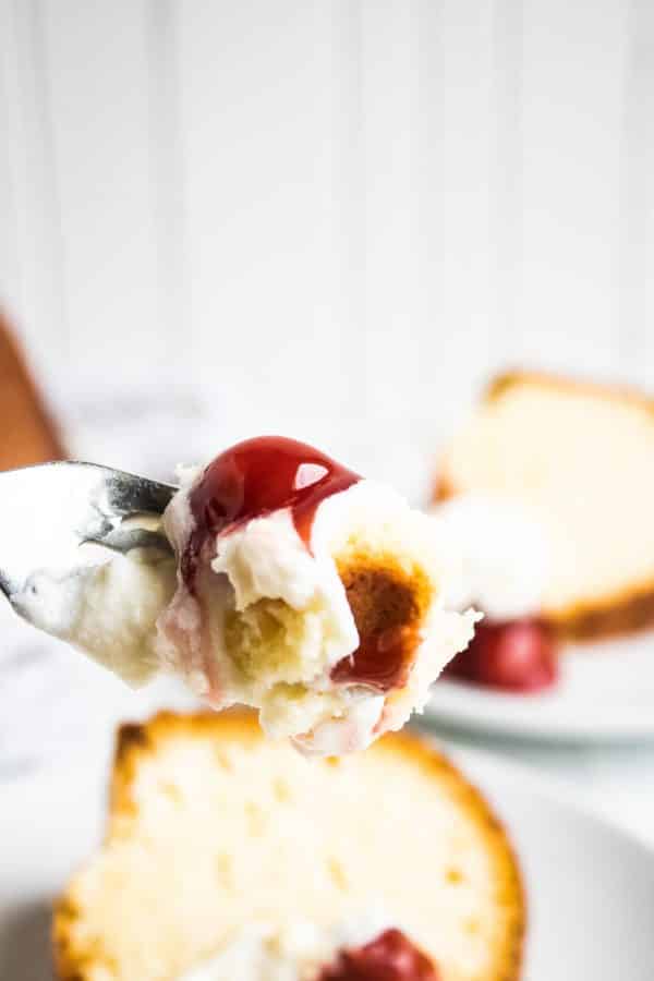 forkful of cream cheese pound cake