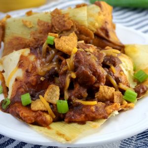 slow cooker tamales on white plate