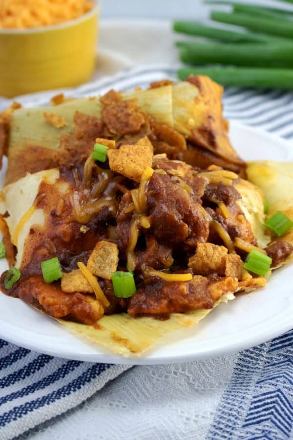 slow cooker tamales on white plate