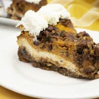 Double Layer Pumpkin Cheesecake Pie with Pecan Streusel