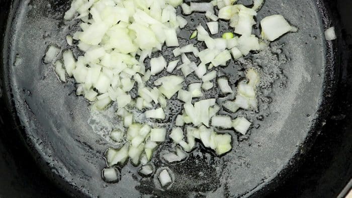 cooking onions in pan
