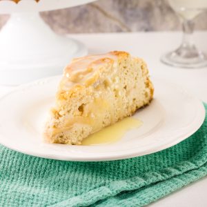 homemade apple cake on white plate