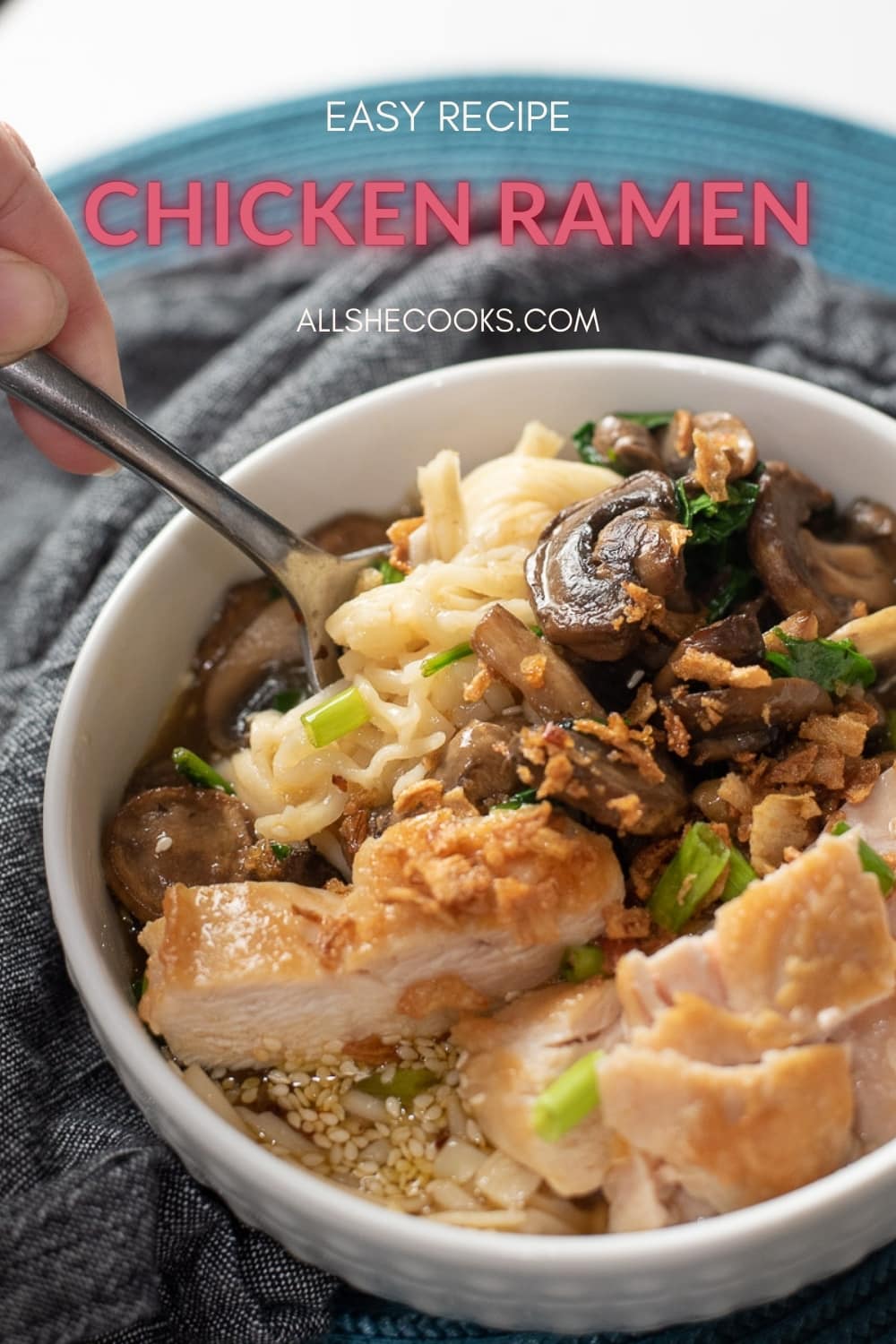 Chicken Ramen - Spicy and Simple - All She Cooks