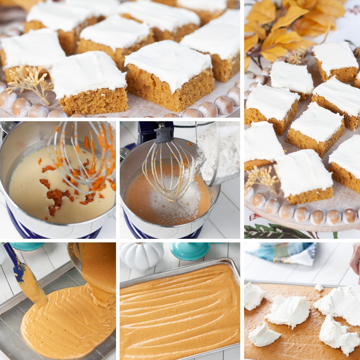pumpkin bars being made - collage of images showing the steps