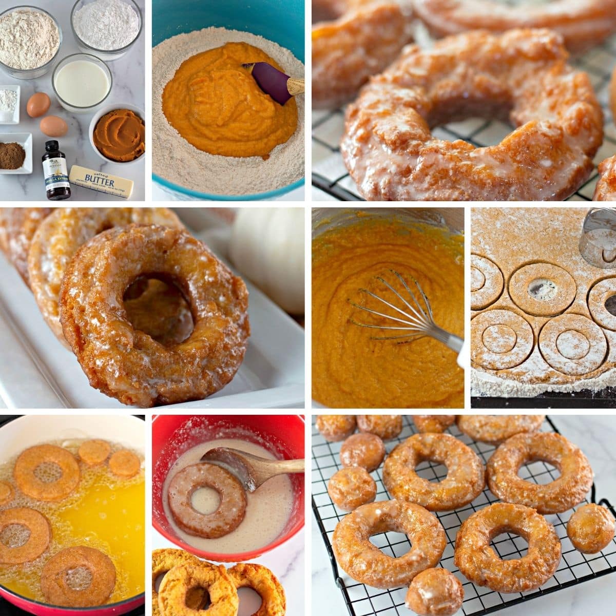 how to make pumpkin donuts collage