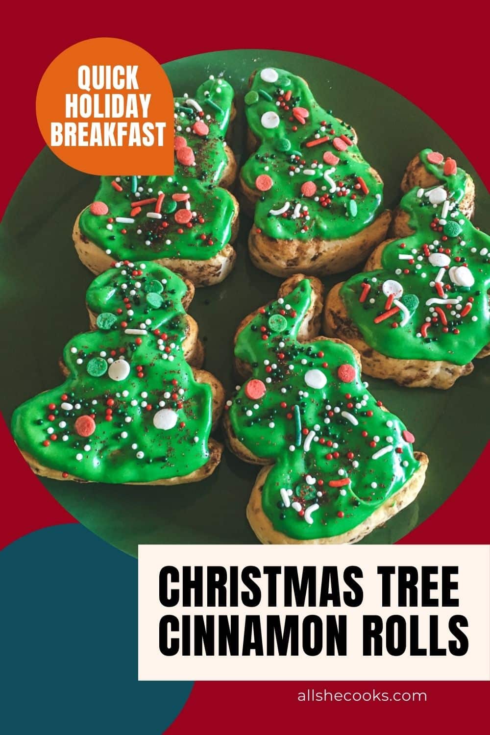 Christmas Tree Cinnamon Rolls - Easy Breakfast - All She Cooks