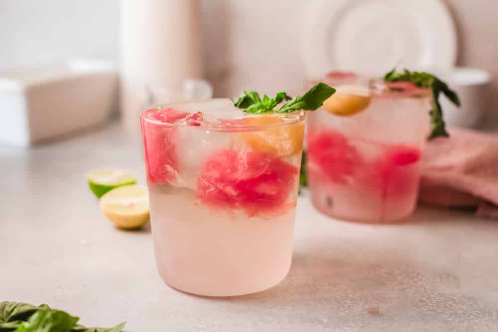 two glasses of watermelon drink