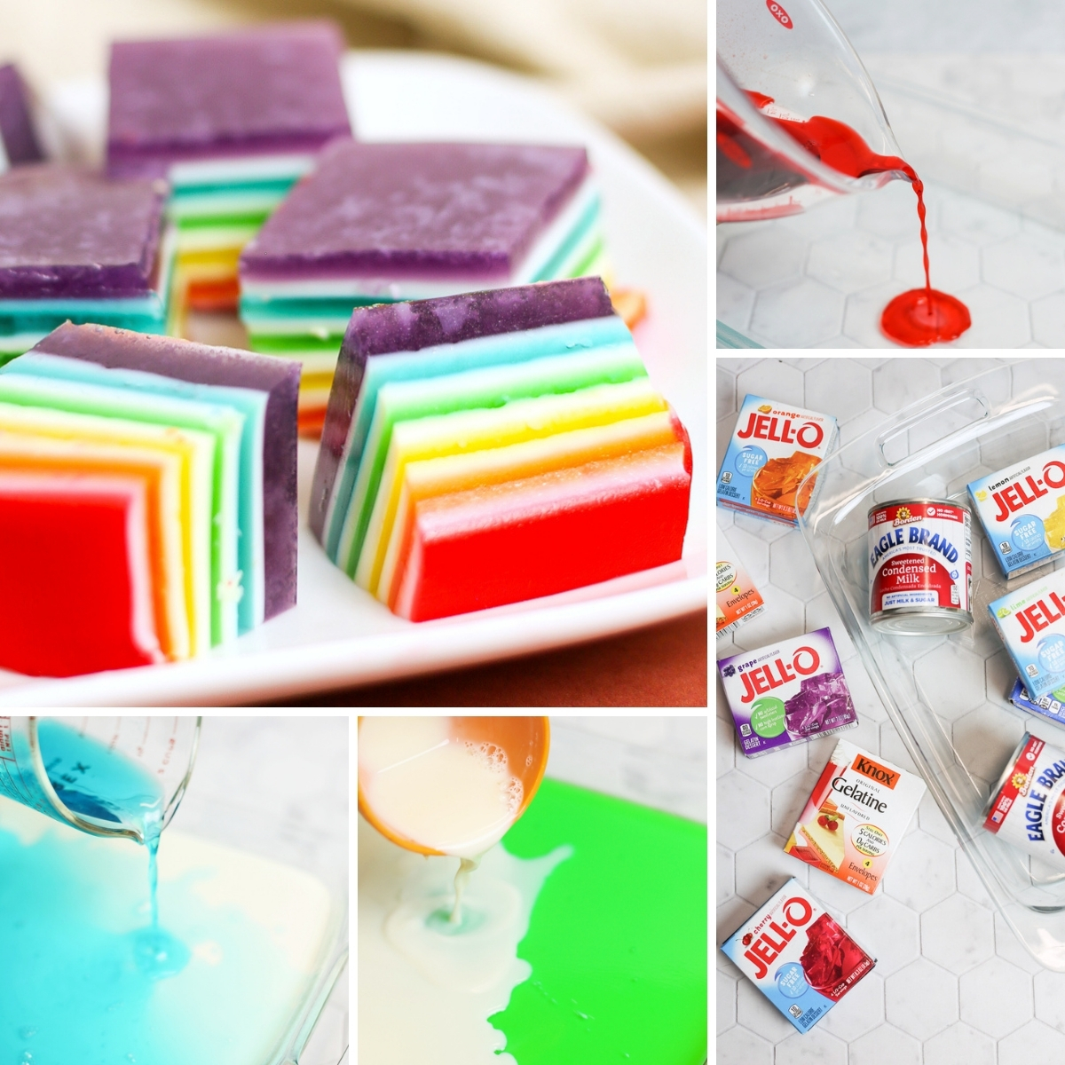 how to make rainbow layered jello collage