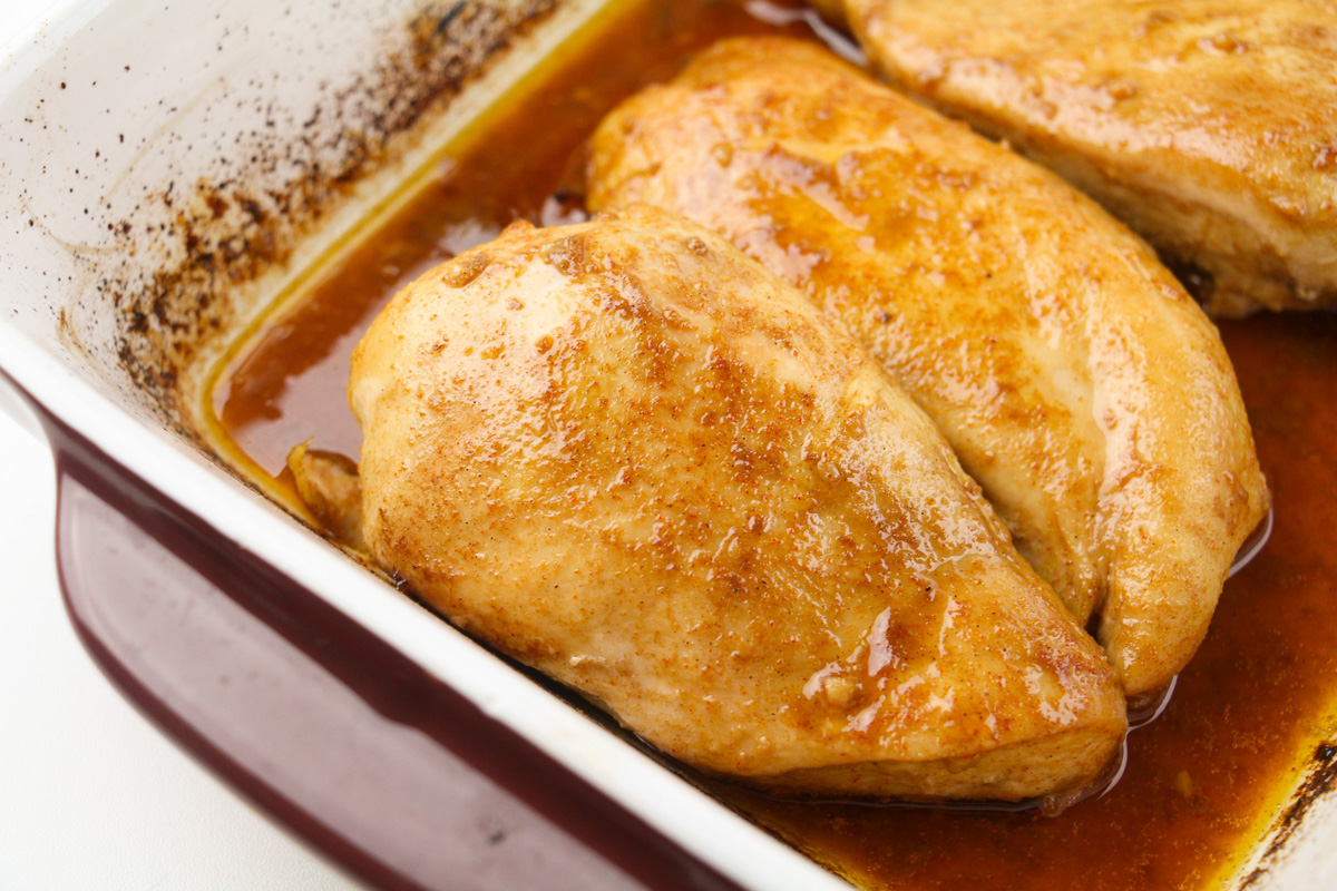 marinated chicken in a pan