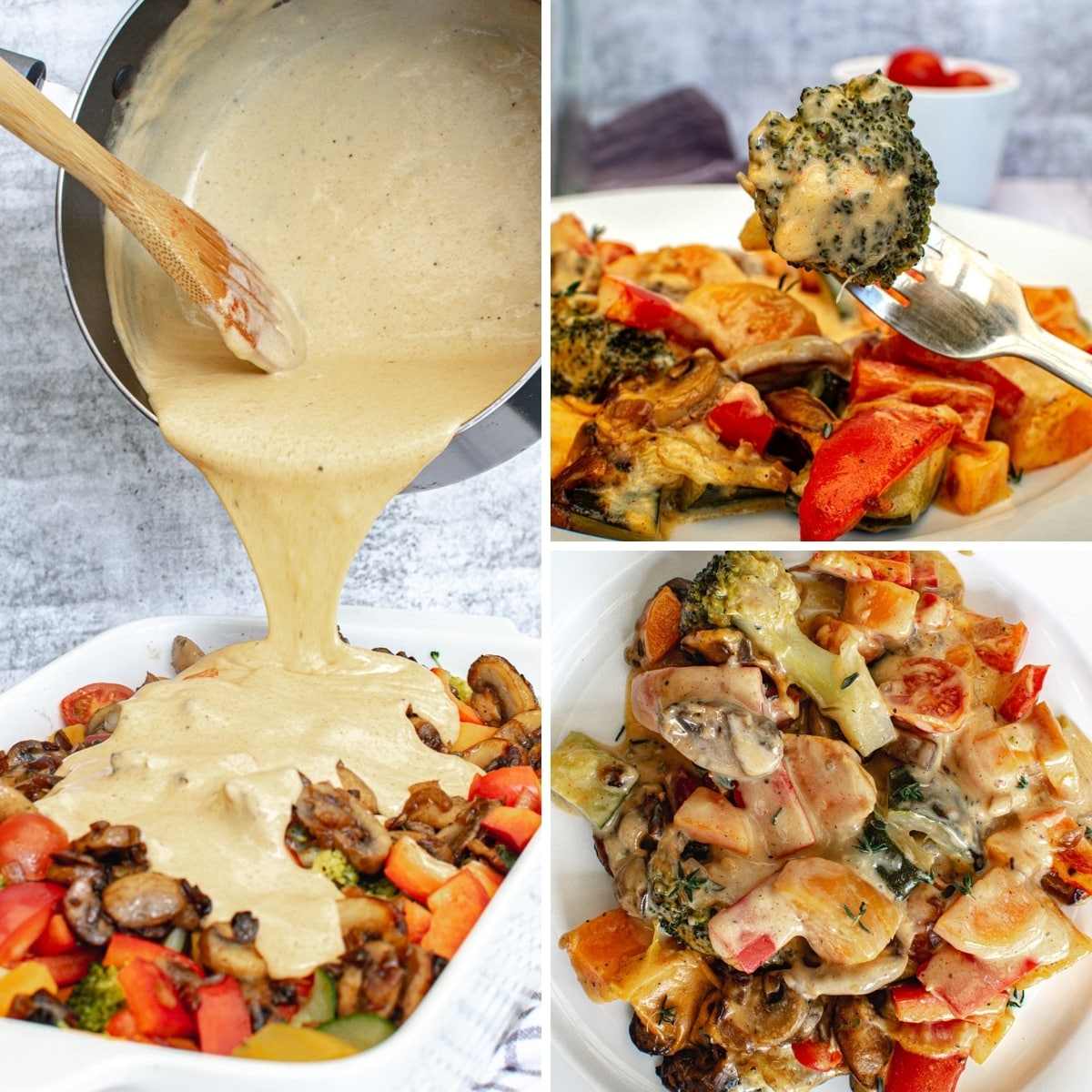 how to make easy cheese sauce for vegetables collage