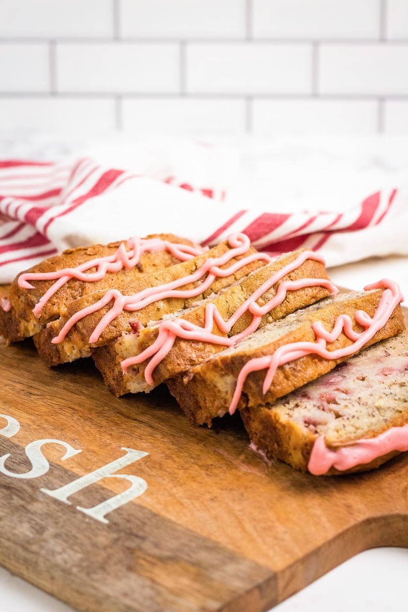 slices of strawberry banana bread