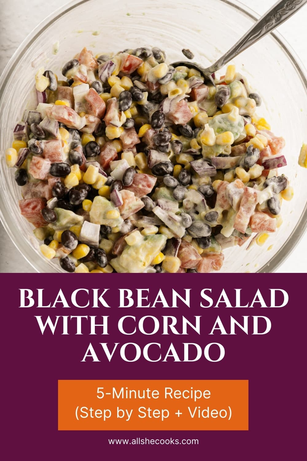 5Minute Black Bean Salad with Corn and Avocado All She Cooks