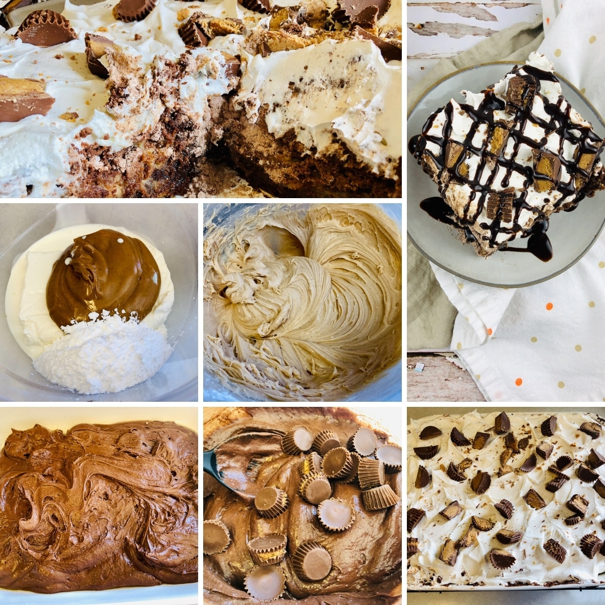 how to make chocolate peanut butter cake collage