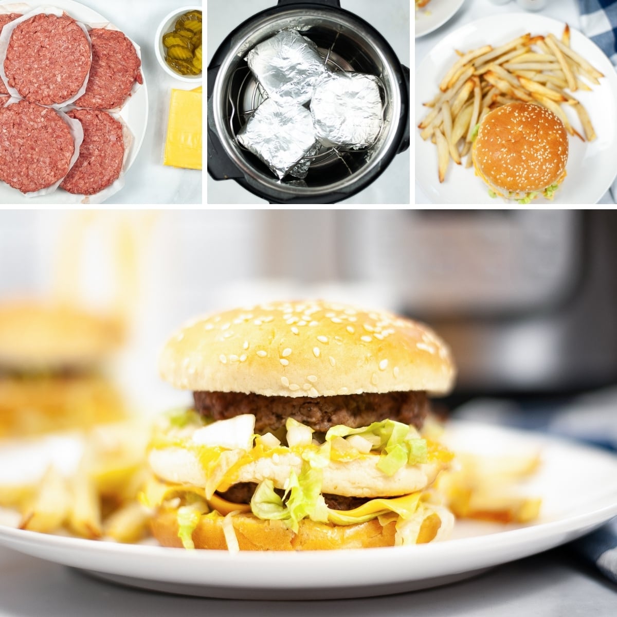 how to make instant pot burgers collage