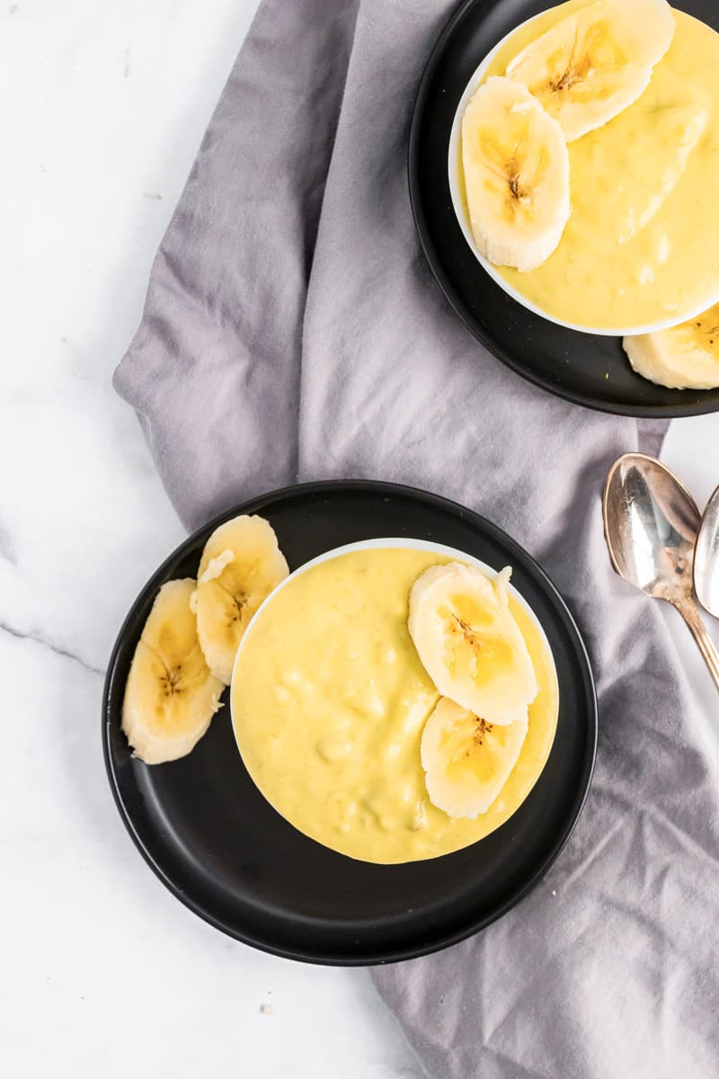 homemade banana pudding top view