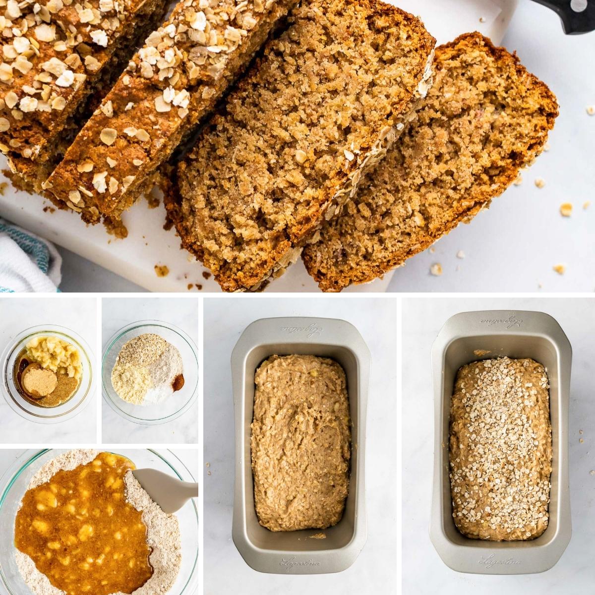 how to make banana oat bread collage