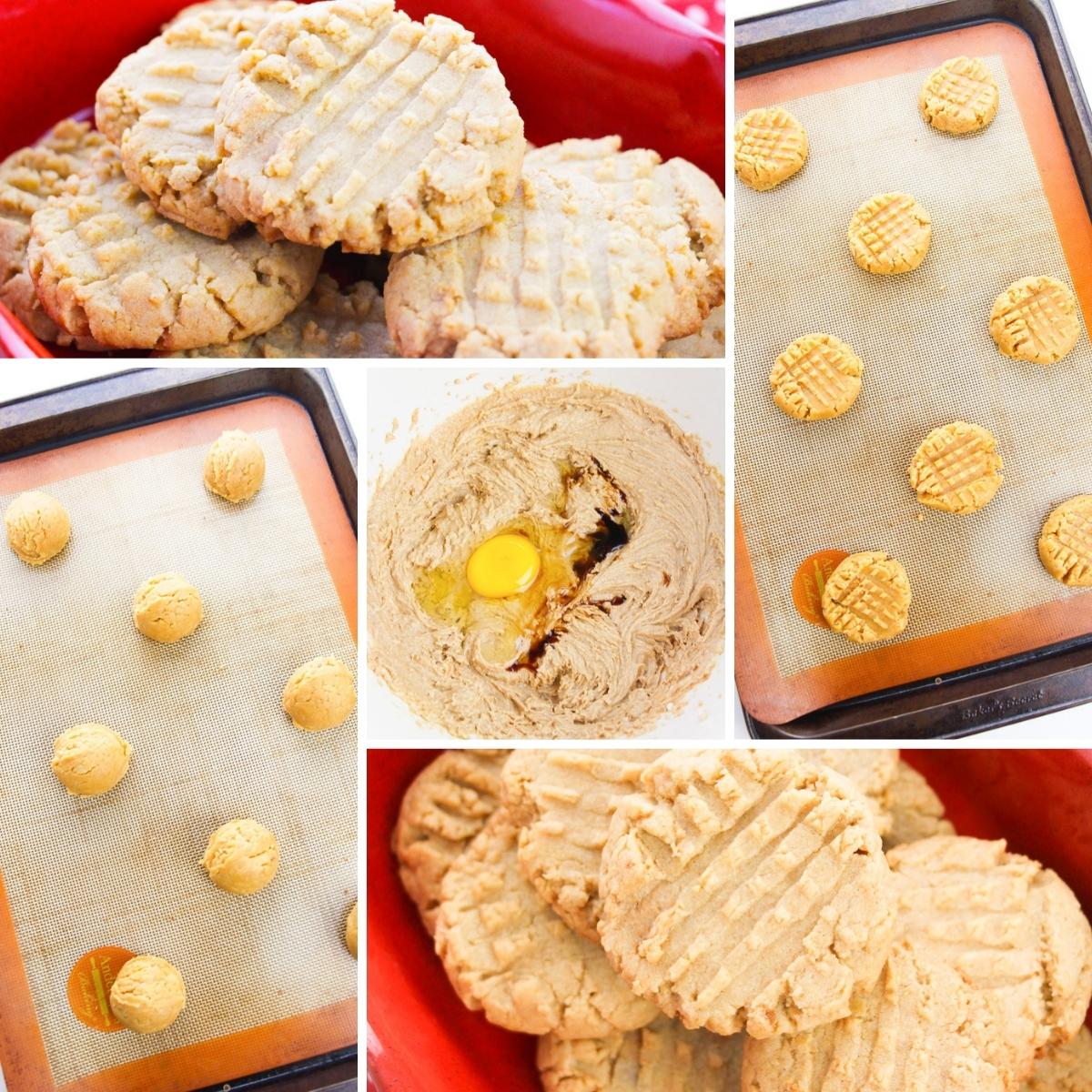 how to make old-fashioned peanut butter cookies collage