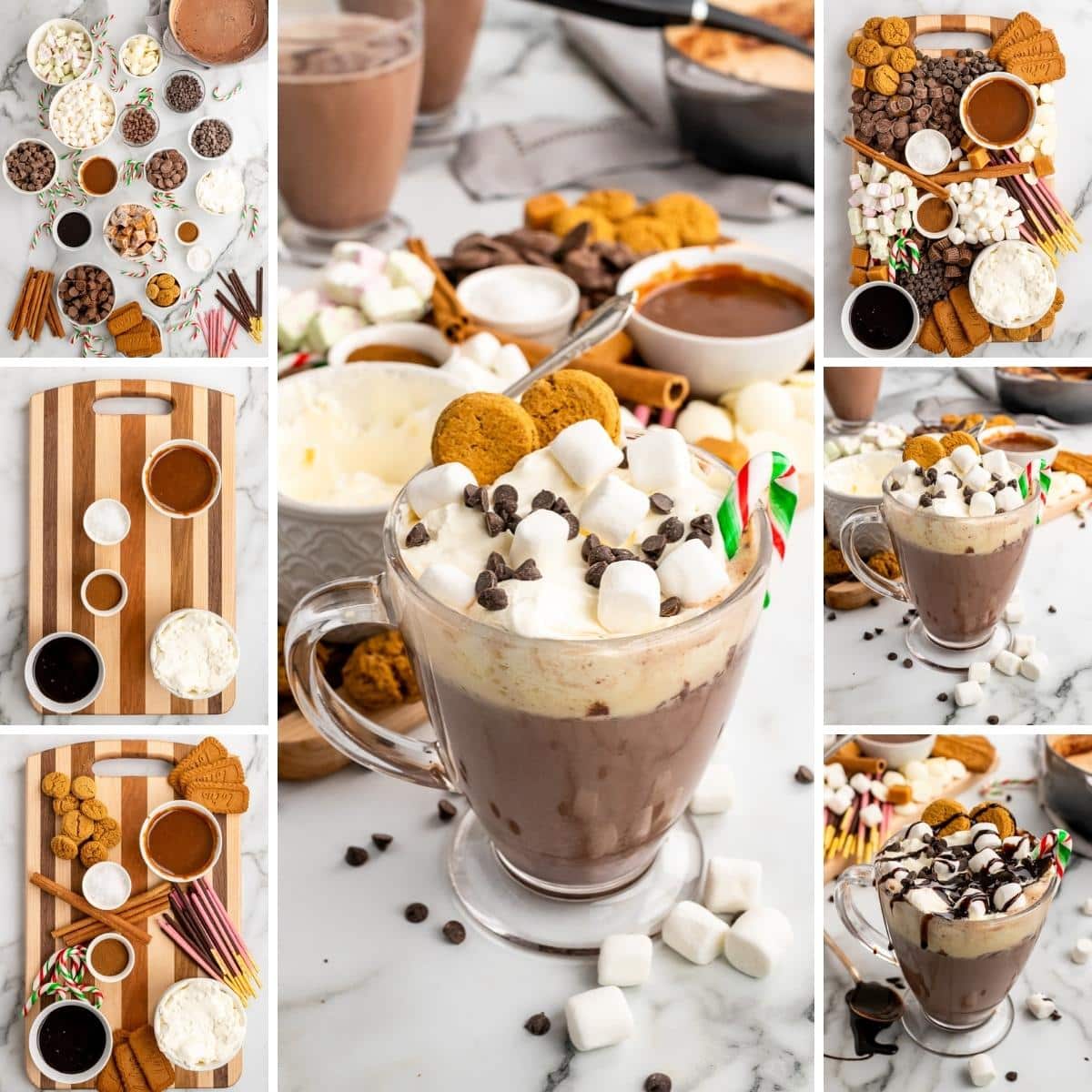 how to make hot chocolate charcuterie board collage